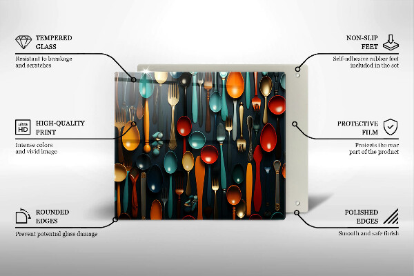 Osłona do płyty indukcyjnej Kolorowe łyżki i widelce