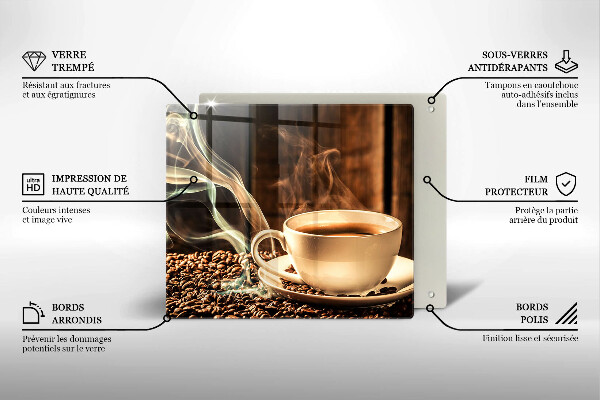 Osłona do płyty indukcyjnej Filiżanka i ziarna kawy