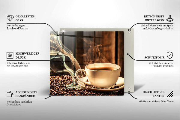 Osłona do płyty indukcyjnej Filiżanka i ziarna kawy