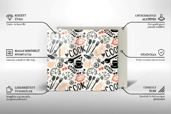 Osłona do płyty indukcyjnej Rysunkowy motyw kuchenny