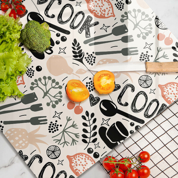 Osłona do płyty indukcyjnej Rysunkowy motyw kuchenny