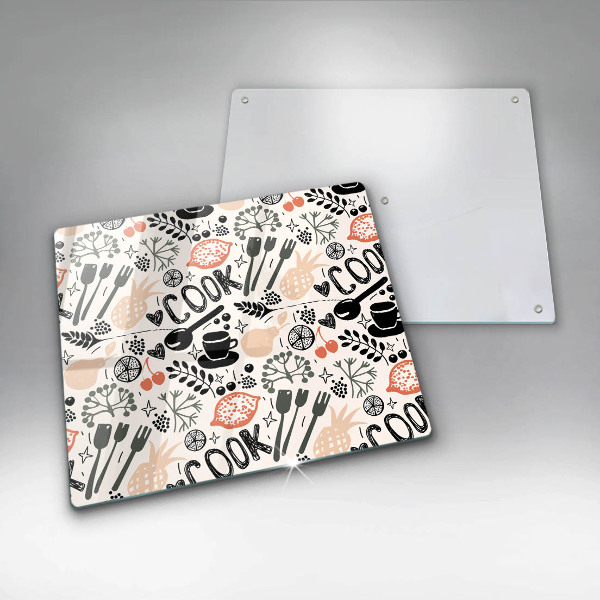 Osłona do płyty indukcyjnej Rysunkowy motyw kuchenny