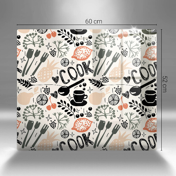 Osłona do płyty indukcyjnej Rysunkowy motyw kuchenny