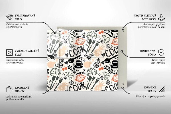 Osłona do płyty indukcyjnej Rysunkowy motyw kuchenny