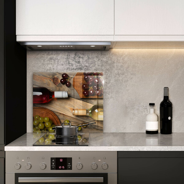 Osłona ściany nad kuchenką Butelki wina i winogrona