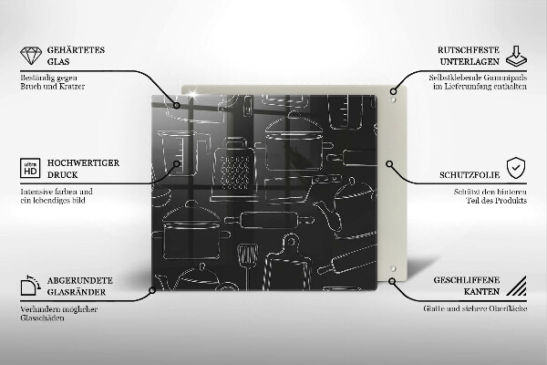 Osłona ściany nad kuchenką Rysunkowe akcesoria kuchenne