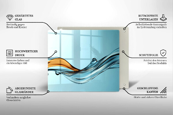 Osłona ściany nad kuchenką Woda na niebieskim tle