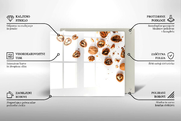 Osłona ściany nad kuchenką Orzechy na białym tle