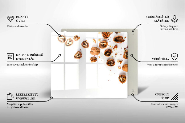 Osłona ściany nad kuchenką Orzechy na białym tle