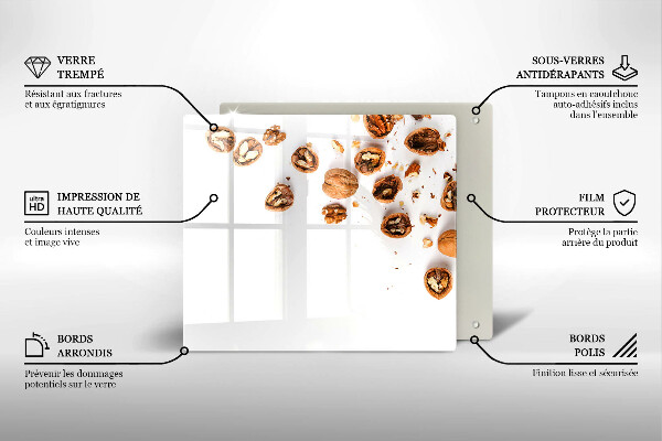 Osłona ściany nad kuchenką Orzechy na białym tle