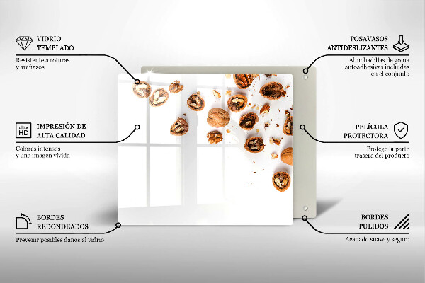 Osłona ściany nad kuchenką Orzechy na białym tle