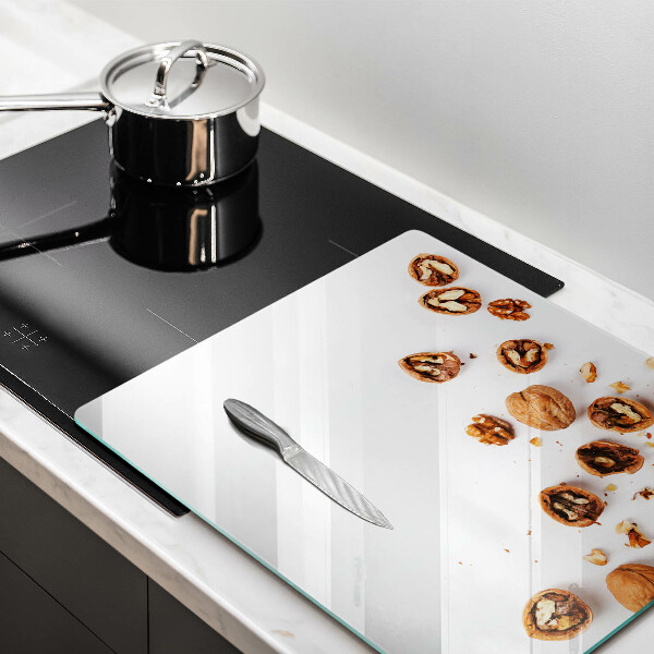 Osłona ściany nad kuchenką Orzechy na białym tle