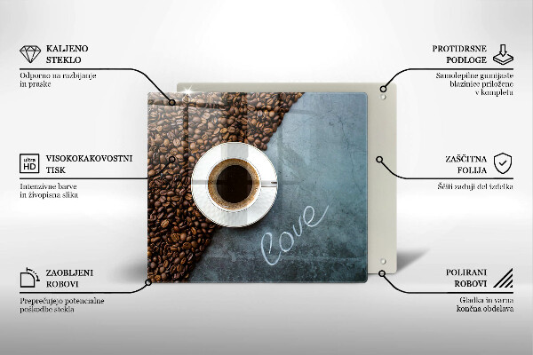 Osłona ściany przy kuchence gazowej Ziarna kawy i filiżanka