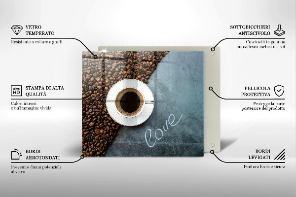 Osłona ściany przy kuchence gazowej Ziarna kawy i filiżanka