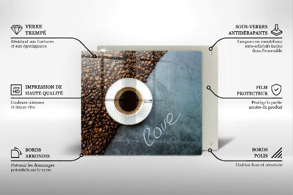 Osłona ściany przy kuchence gazowej Ziarna kawy i filiżanka