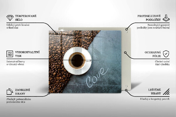 Osłona ściany przy kuchence gazowej Ziarna kawy i filiżanka