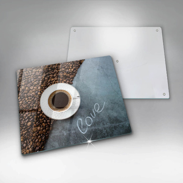 Osłona ściany przy kuchence gazowej Ziarna kawy i filiżanka