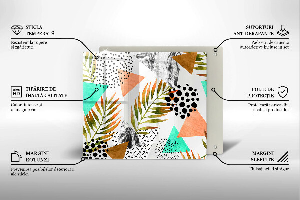 Osłona ściany przy kuchence gazowej Wzór boho liście