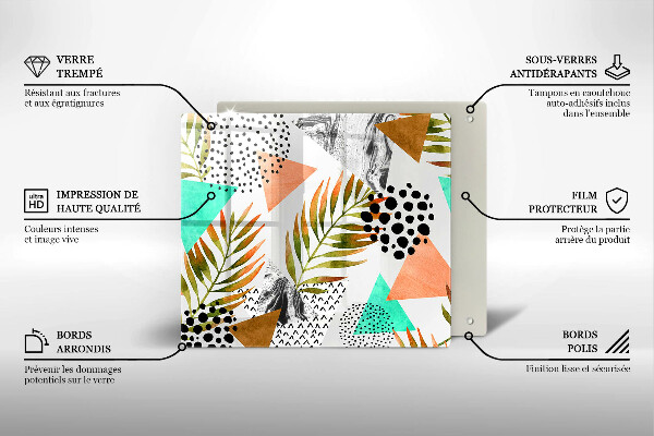 Osłona ściany przy kuchence gazowej Wzór boho liście