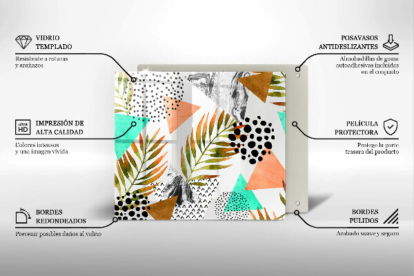 Osłona ściany przy kuchence gazowej Wzór boho liście