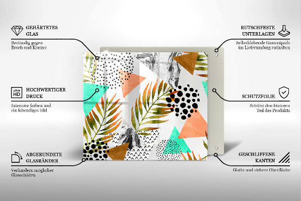 Osłona ściany przy kuchence gazowej Wzór boho liście