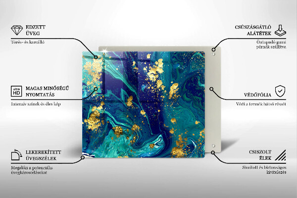 Osłona ściany przy kuchence gazowej Abstrakcja ze złotem