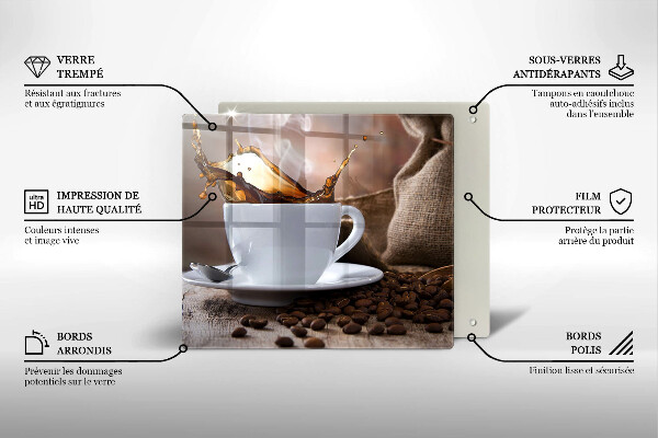 Osłona ściany przy kuchence gazowej Filiżanka i ziarna kawy