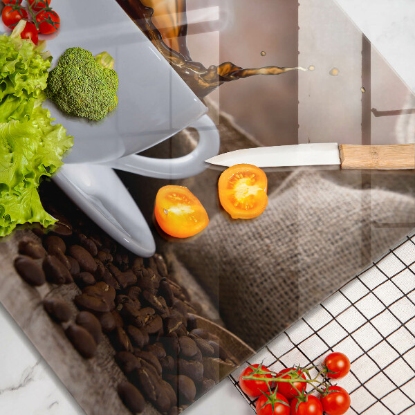 Osłona ściany przy kuchence gazowej Filiżanka i ziarna kawy