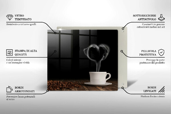 Osłona ściany przy kuchence gazowej Kawa filiżanka serce