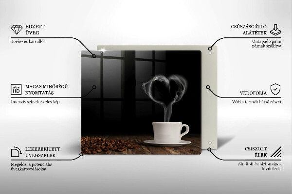 Osłona ściany przy kuchence gazowej Kawa filiżanka serce