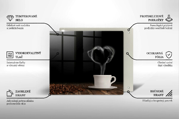 Osłona ściany przy kuchence gazowej Kawa filiżanka serce