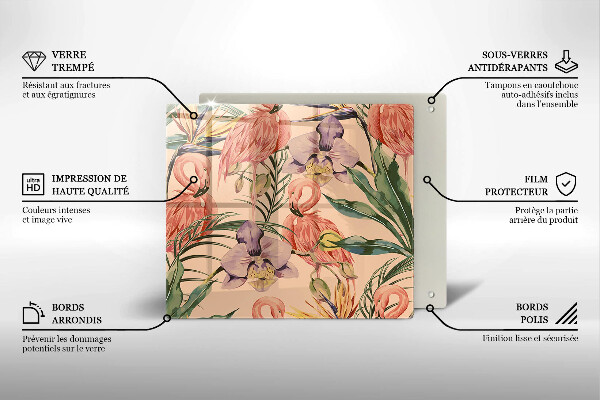 Osłona ściany przy kuchence gazowej Ilustracja flamingi