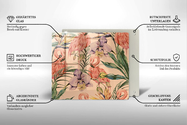 Osłona ściany przy kuchence gazowej Ilustracja flamingi