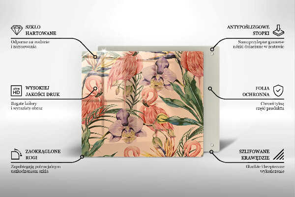 Osłona ściany przy kuchence gazowej Ilustracja flamingi