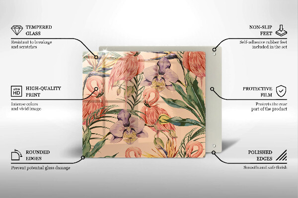 Osłona ściany przy kuchence gazowej Ilustracja flamingi