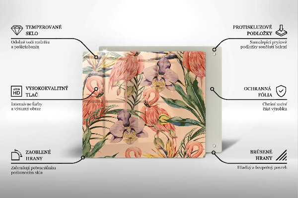 Osłona ściany przy kuchence gazowej Ilustracja flamingi