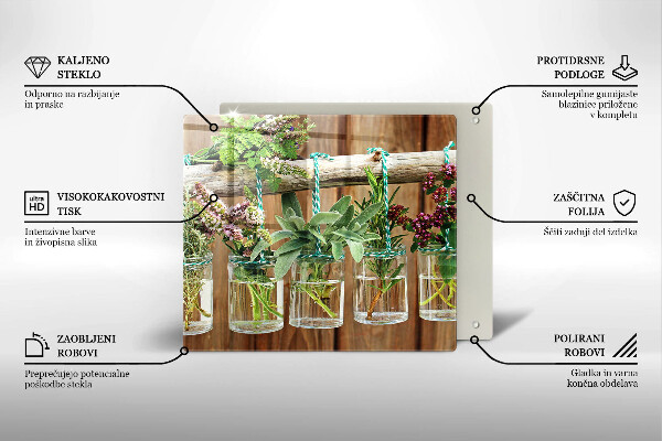 Osłona ściany przy kuchence gazowej Zioła rośliny vintage