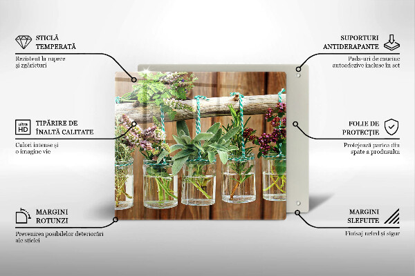 Osłona ściany przy kuchence gazowej Zioła rośliny vintage
