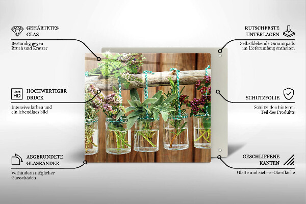 Osłona ściany przy kuchence gazowej Zioła rośliny vintage