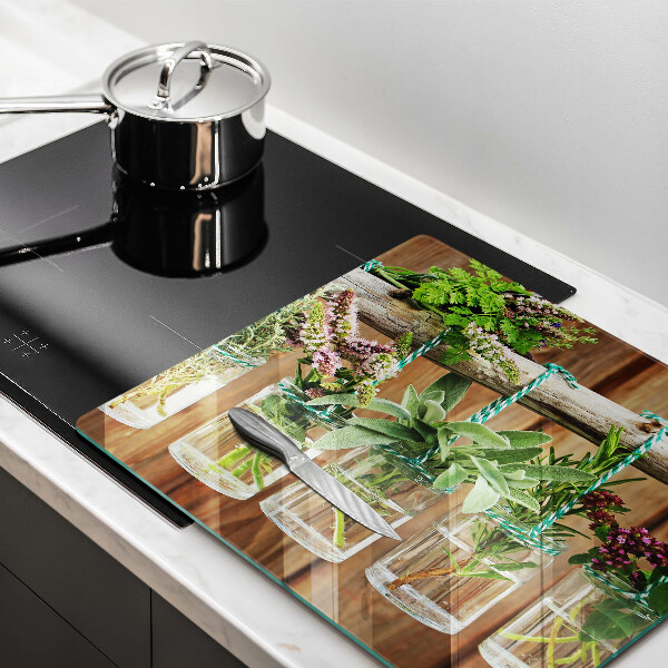 Osłona ściany przy kuchence gazowej Zioła rośliny vintage