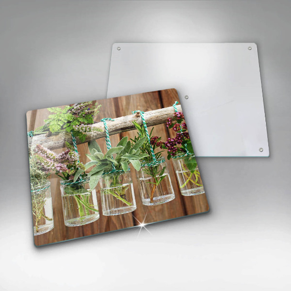 Osłona ściany przy kuchence gazowej Zioła rośliny vintage