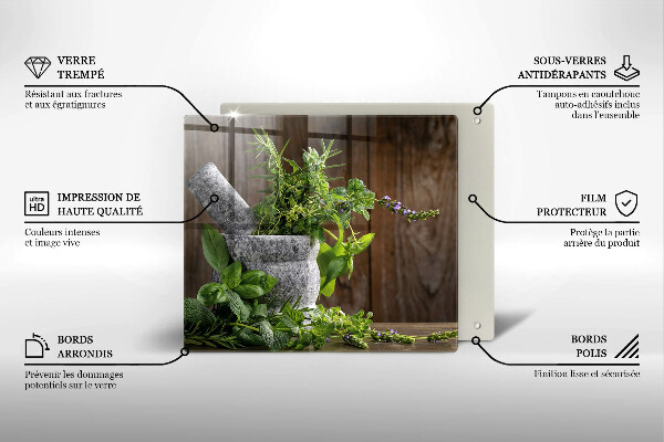 Osłona ściany przy kuchence gazowej Rośliny zioła i drewno