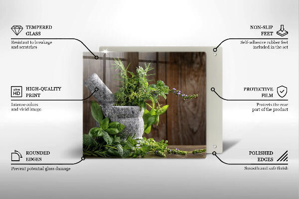 Osłona ściany przy kuchence gazowej Rośliny zioła i drewno