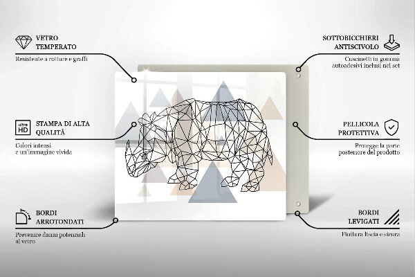 Osłona ściany przy kuchence gazowej Line-art nosorożec