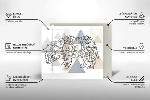 Osłona ściany przy kuchence gazowej Line-art nosorożec