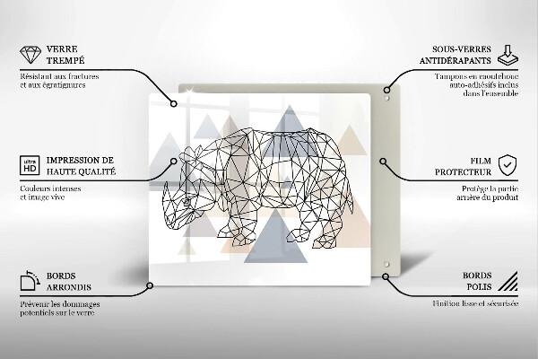 Osłona ściany przy kuchence gazowej Line-art nosorożec