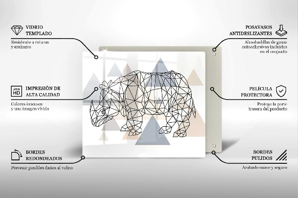 Osłona ściany przy kuchence gazowej Line-art nosorożec