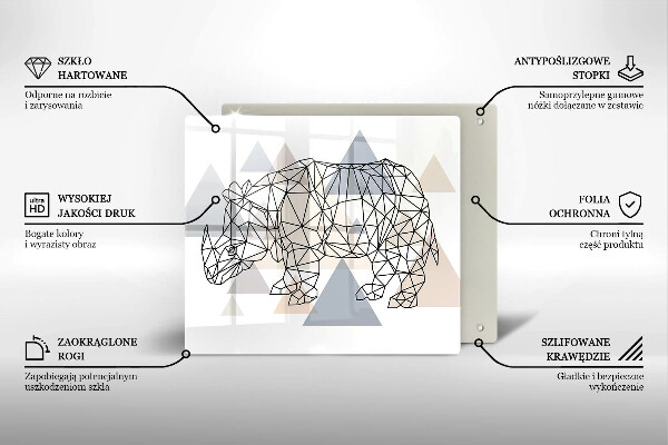Osłona ściany przy kuchence gazowej Line-art nosorożec