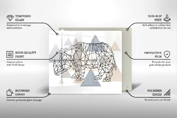 Osłona ściany przy kuchence gazowej Line-art nosorożec