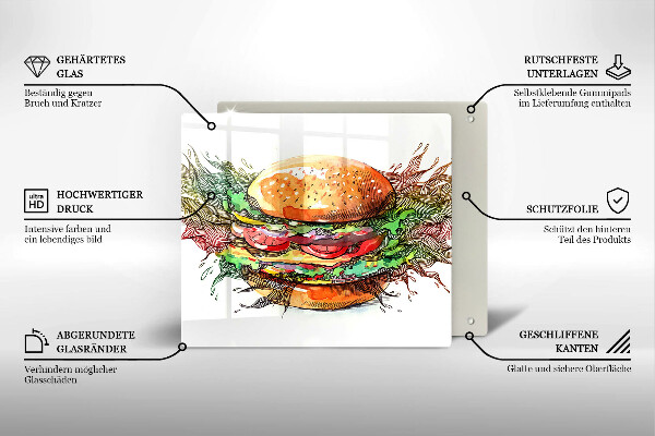 Osłona ściany przy kuchence gazowej Rysunek hamburger